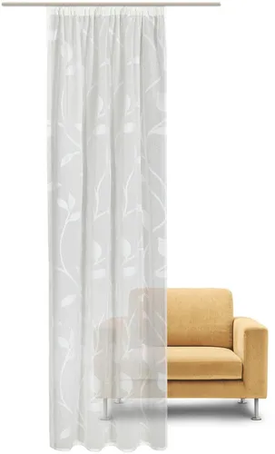 Gerster Gardine Orsina, Kräuselband - Transparente Fertigschal in Weiß - Gardinen mit Kräuselband, transparent und geräuschdämpfend, ideal für eine stilvolle Fensterdekoration. Pflegeleicht aus 100% Polyester, sorgt für eine elegante Atmosphäre.