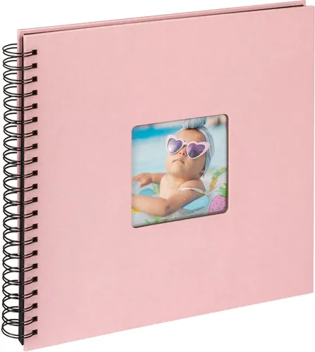 Walther Spiralalbum Fun rosa 30x30 cm - Fotoalbum in rosa mit 50 schwarzen Seiten, ideal für kreative Babyfotos. Quadratisches Design und Spiralbindung für einfaches Blättern.