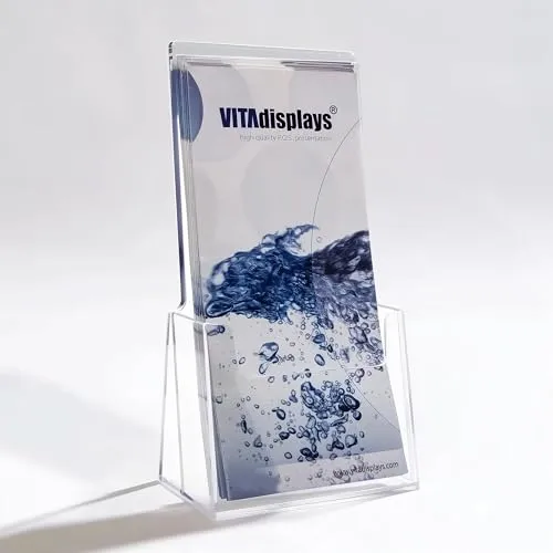 DIN Lang (DL) Tisch-Prospektständer als Flyerständer, Prospekthalter von VITAdisplays, transparenter Prospektaufsteller