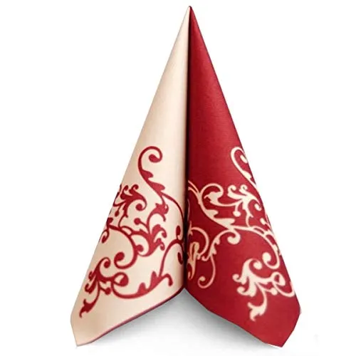 Shoptoria Servietten Hochzeit Airlaid Serviette Pomp in Bordeaux - Creme, 40 x 40 cm, 50 Stück Mank, stoffähnliche Bordeaux farbende Servietten