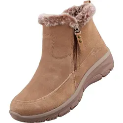 Skechers Easy Going - Cool Zip Damen Stiefelette Hellbraun - Wanderschuhe mit wasser- und schmutzabweisendem Wildleder, warmem Kunstfellfutter und gepolsterter Skechers Air-Cooled Memory Foam Innensohle für höchsten Komfort.