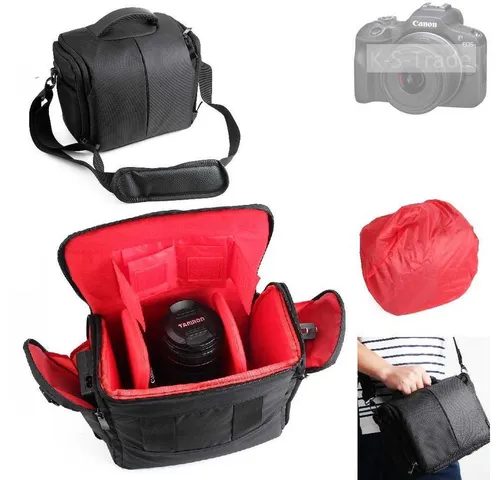 K-S-Trade Kameratasche für Canon EOS R100 - Praktische Fototasche mit viel Stauraum - Diese robuste Kameratasche für die Canon EOS R100 bietet optimalen Schutz und viel Platz für Zubehör. Aus hochwertigem, reißfestem Nylon gefertigt, mit variablen Trennwänden für individuelle Raumaufteilung.