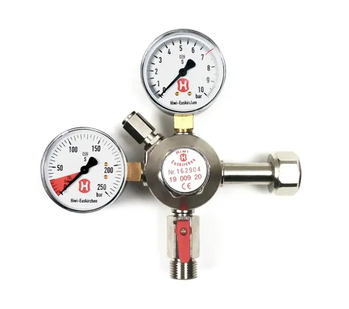 Hiwi Premium-Druckregler für Getränkezapfanlagen, 7 bar, 1-leitig, 2 Manometer
