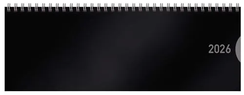 Tischquerkalender Classic Colourlux schwarz 2026: 1 Woche 1 Seite; Bürokalender mit nützlichen Zusatzinformationen; Format: 29,8 x 10,5 cm