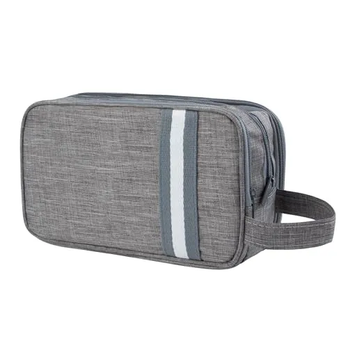 Kulturtasche Herren, Reise Kulturbeutel mit Griff Waschtasche Kosmetiktasche Damen im Badezimmer mit Einem Kostenlosen Nass-Trockenbeutel, Großer Stauraum Aufbewahrungstasche (Grau)