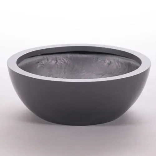 Elegant Einrichten Pflanzkübel Fiberglas Schale rund D55xH19cm anthrazit-metallic - Robuster Pflanzkübel für Innen- und Außenbereich, handgefertigt aus hochwertigem Fiberglas. Leicht, stabil und pflegeleicht – ideal für kreative Bepflanzungen!