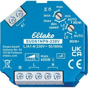 Eltako Dimmer EUD61NPN-230V - Unterputz Tastdimmer für LED, Halogen und Glühlampen, mit Kinderzimmer- und Schlummerschaltungs-Funktion, energiesparend und sicher