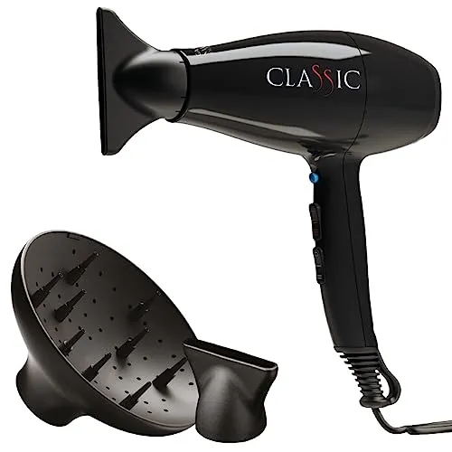GA.MA Italy Professional, Classic Hair Dryer, Profi-Haartrockner mit 2200 W italienischem AC-Motor, Keramikbeschichtung für glänzendes, kräuselfreies Haar, Farbe Schwarz