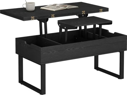 Vicco Couchtisch Lifty, Schwarz, 100 x 50 cm mit Liftfunktion - Vielseitiger Couchtisch Lifty in Schwarz – mit praktischer Liftfunktion und zusätzlichem Stauraum. Ideal für flexible Nutzung als Beistelltisch oder Esstisch. Perfekt für gesellige Abende und gemütliche Filmnächte!