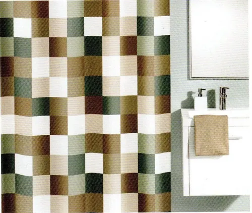 Kleine Wolke Check Duschvorhang, Braun, 180 x 200 cm in beige von Kleine Wolke