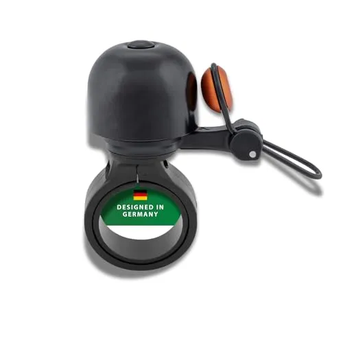 CONTEC Fahrrad-Klingel Diamond Bing, Bike-Glocke, Bell, 22,2 mm Durchmesser, Standard-Lenker-Halterung, verstellbar, laut, Messing, schwarz und orange