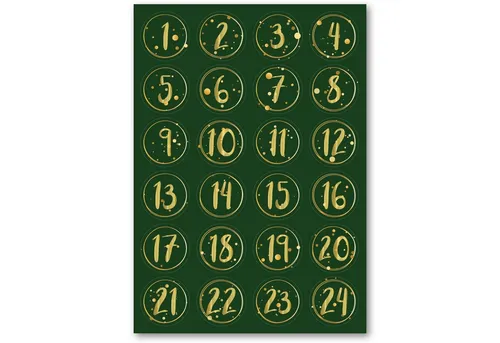 GRAVURZEILE Adventskalender Zahlenaufkleber - Gestalten Sie Ihren eigenen Adventskalender mit 24 bunten Zahlenaufklebern auf zwei DIN A4 Bögen. Hochwertig gedruckt und extra stark klebend – perfekt für kreative Weihnachtsvorbereitungen!