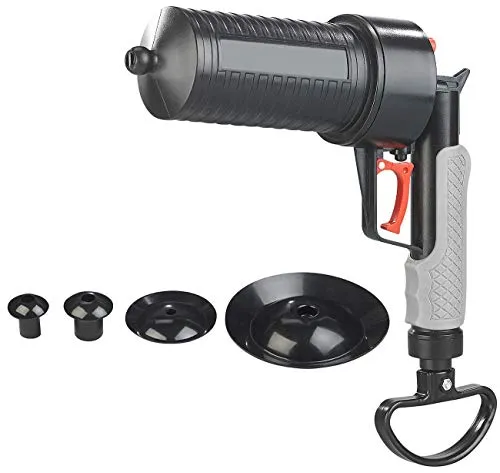 AGT Rohr frei: XL-Pressluft-Rohrreiniger mit handlichem Pistolengriff und 4 Aufsätzen (Abfluss Pistole, Druckluft Rohrreiniger, reinigen Kompressor)