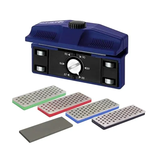 SkinStar Ergo Sharp Profi Edger Seitenkantenschleifer - Ergonomischer Snowboard Kantenschleifer mit präziser Führung und einstellbarem Schleifwinkel von 90°-85°. Inkl. 4er Diamantfeilen-Set für perfekte Kantenpflege ohne Öl.