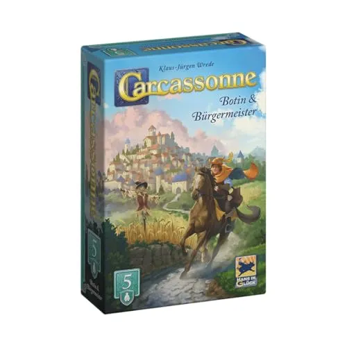 Hans im Glück Carcassonne – Botin und Bürgermeister (Auflage 2025), 5. Erweiterung, Familienspiel, 2-6 Spieler, 7+ Jahre, 45 Minuten, Deutsch