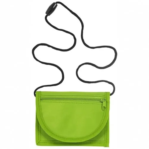 Kinder Geldbeutel Junge Mädchen | Geldbörse zum Umhängen | Portemonnaie mit Sichtfenster für Busausweis | Brustbeutel zum Schulanfang (grün)