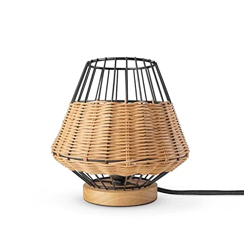 Paco Home Tischlampe Rattan - Boho Style Nachttischlampe - Hängeleuchten & Pendelleuchten mit modernem Boho-Design aus stabilem Stahl und Rattan, ideal für stilvolle Wohnräume und stimmungsvolle Beleuchtung.