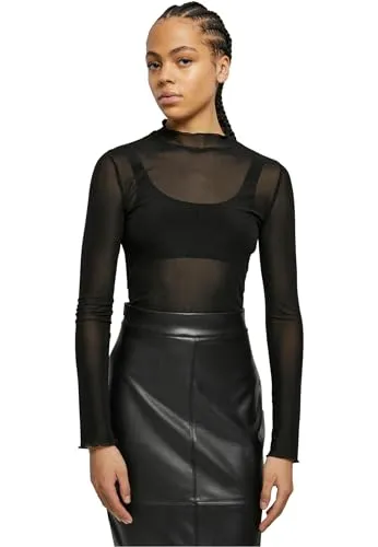 Urban Classics Damen Body Ladies Mesh Turtleneck Body Black S