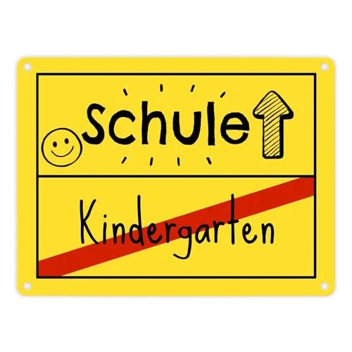 Produktbild Zur Einschulung Metallschild in 15x20 cm mit Spruch Schule