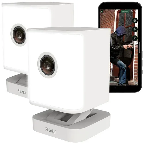 7links 2er-Set wetterfeste Dualband-IP-Außen- und Innen-Kameras, 4 MP, IP65