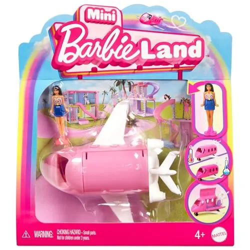 Barbie Mini BarbieLand Puppen- und Spielzeugfahrzeug-Sets, 1,5-Zoll-Puppe und ikonisches Spielzeugfahrzeug mit Farbwechsel-Überraschung, HYF40