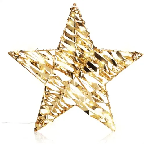 com-four® LED-Stern mit Timer - 40 cm Weihnachtsstern - Deko Leuchtstern mit 60 warmweißen LEDs - Innen-Beleuchtung für Weihnachten