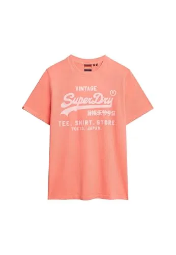 Superdry Rundhalsshirt VL NEON RELAXED TEE in Hyper Fire Coral - Rundhalsshirts aus 100% Baumwolle mit pflegeleichtem Single Jersey, modischem Print und entspannter Passform für einen lässigen Look.