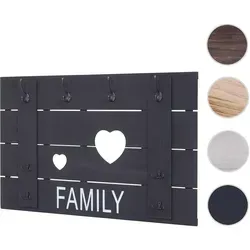 Wandgarderobe HWC-C89 Family, Garderobenpaneel Garderobe, Shabby-Look Vintage, 8 Haken 60x90cm ~ dunkelgrau, shabby