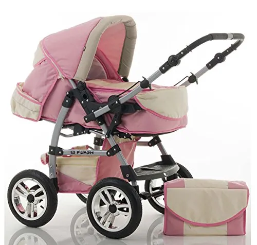 Kombi-Kinderwagen Flash 2 in 1 - Standardkinderwagen mit Sportsitz und umfangreichem Zubehör, erhältlich in 38 Farben für jeden Geschmack.