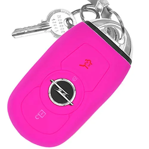 Auto Schlüssel Hülle Silikon Schutz Cover Pink kompatibel mit Opel Astra K Insignia B Corsa E Zafira GTC Mokka X