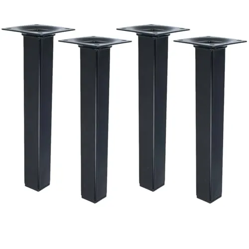 MS Beschläge Möbelbein Schwarz Möbelfuss Eckig 25x25mm Tischfuss einzeln oder 4er Pack Sofastempel Bettfuss Möbelstütze Metall Sesselfuss (4, 200mm)