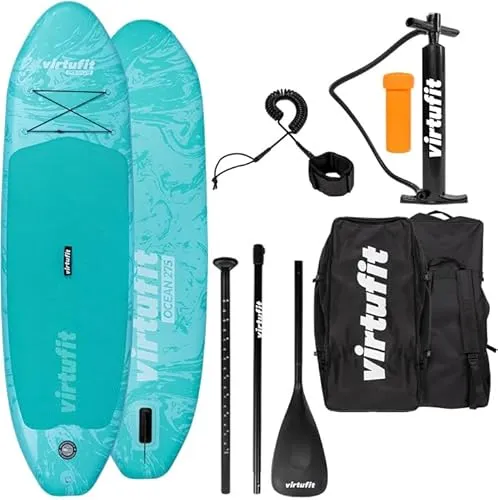 VirtuFit Supboard Ocean 275 - Türkis mit Zubehör - Aufblasbares Stand-Up Paddling Board, stabil und sicher mit umfangreichem Zubehörset für Anfänger und Profis, ideal für jedes Wassersportabenteuer.