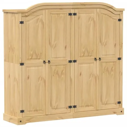 vidaXL Kleiderschrank aus Kiefernholz - Kleiderschrank für Schlafzimmer, aus massivem Kiefernholz gefertigt, bietet reichlich Stauraum für Kleidung und Accessoires, mit praktischem Metallgriff für einfachen Zugriff.
