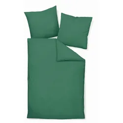 Janine Seersucker-Bettwäsche 155x200 cm, Dunkelgrün in grün von Janine