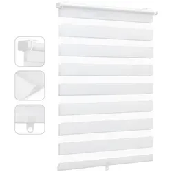 Sekey Doppelrollo Klemmfix 70x150cm, Weiß - Schnurloses Faltrollo - Seitenzug- & Springrollos: Stufenlos einstellbar für optimalen Licht- und Sichtschutz, ideal für Haushalte mit Kindern – einfache Montage ohne Bohren!