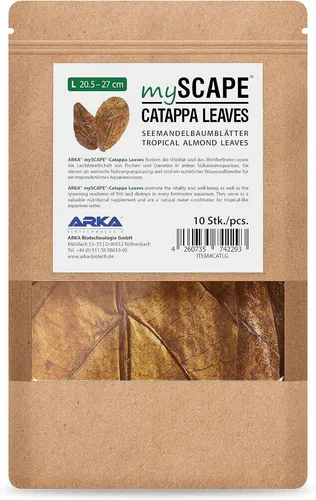 ARKA mySCAPE-CATAPPA Leaves - 10 Stück, natürlicher Wasseraufbereiter aus Seemandelbaumblättern für Süßwasseraquarien, fördert Vitalität und Laichbereitschaft von Fischen und Garnelen