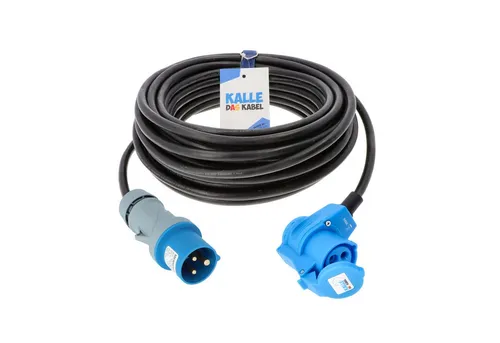 KALLE DAS KABEL Verlängerungskabel 5m CEE 230V 16A - Netz-Verlängerungskabel für den Außenbereich, IP44 spritzwassergeschützt und ideal für Baustellen, Garten und Camping. Hochbruchfester CEE-Stecker und flexible Neopren-Ummantelung.