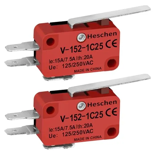 Heschen Mikroschalter, XV-152-1C25, SPDT, kurzer Scharnierhebel, 20A 250VAC, 2 Stück