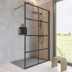 Schulte Duschwand Walk In 120 x 200 cm, Mattschwarz, Sicherheitsglas Dekor Soho Black - Duschkabinen mit elegantem mattschwarzen Design und fixil-Glasbeschichtung für einfache Reinigung und brillanten Glanz. Ideal für moderne Badezimmer!