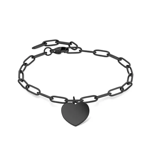 Liebeskind Berlin Herz-Armband LJ-1605-B-21 IP Black - Elegantes Armband für Damen aus Edelstahl in IP Black, 20 cm lang mit Karabinerverschluss. Perfekt kombinierbar und das ideale Geschenk für jeden Anlass.