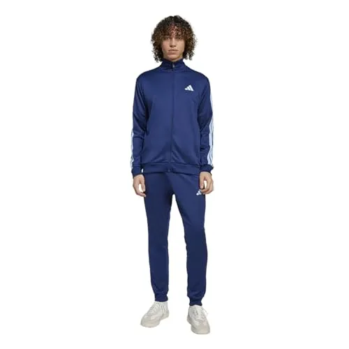 adidas Herren 3 STRIPES FRENCH TERRY TRACKSUITS, dunkelblau, M - Trainingsbekleidung aus 100 % recyceltem Polyester, mit durchgehendem Reißverschluss und praktischen Taschen für optimalen Komfort.