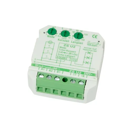 Schalk Relais ZSU2 Lichtzeit-Impuls-Schalter UP 220V - Elektrotechnik: Moderner Lichtzeit-Impulsschalter mit individuell einstellbaren Zeitbereichen von 0,25 bis 150 Minuten für maximale Flexibilität und Komfort, ideal für Altbausanierungen.