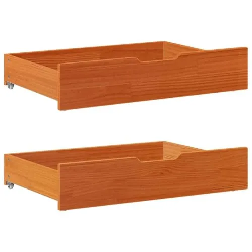 vidaXL Bettschubladen 2er Set Wachsbraun 85x55 cm aus Kiefernholz - Praktische Bettschubladen zur optimalen Nutzung des Stauraums unter dem Bett. Robustes Kiefernholz sorgt für Langlebigkeit und rustikalen Charme. Leichtgängig durch vier Rollen für einfache Handhabung.