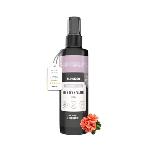 alphazoo ByeByeVloh Flohspray für Hunde 250ml – natürliches Anti-Floh Spray mit Sofortwirkung, Umgebungsspray gegen Flöhe & Parasiten, chemiefrei & sicher für Hund und Zuhause