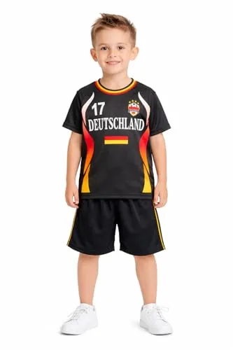 Fashion Boy Fussball Fan Set Deutschland Germany Trikot + Shorts, in Schwarz, Gr. 140/146, JS227.12e