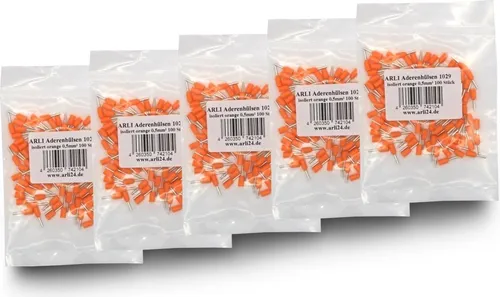 ARLI Aderendhülsen isoliert orange 0,5 mm² - 5 x 100 er Beutel ( 500 Stück )