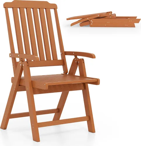 COSTWAY Klappbarer Gartenstuhl in Holzoptik