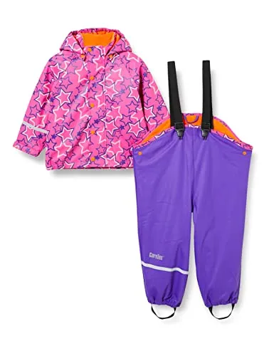 CareTec Baby und Kinder Regenjacke und Regenhose mit Fleece Futter im Set, Purple (633), 80