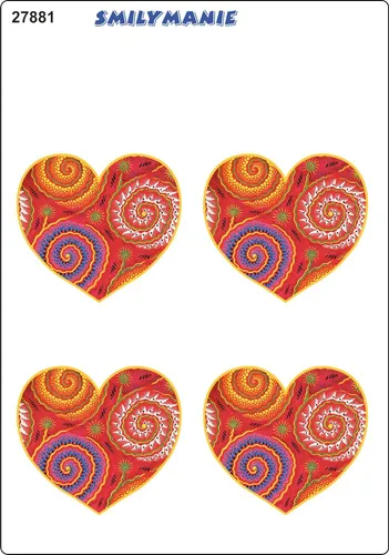 Aufkleber Herz 4er-Set 150 x 105 mm  Sticker Autocollant