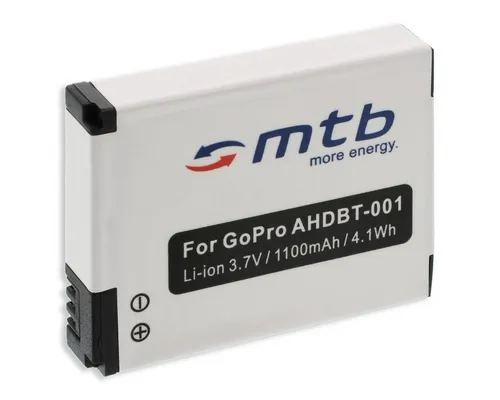 mtb more energy Akku für GoPro ABPAK-001, AHDBT-001 Kamera-Akku kompatibel mit Akku-Typ GoPro AHDBT-001 1100 mAh (3,7 V)